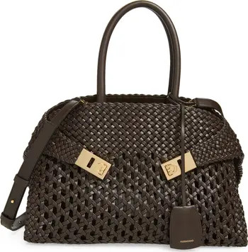 Small Hug Woven Leather Top Handle Bag | Nordstrom