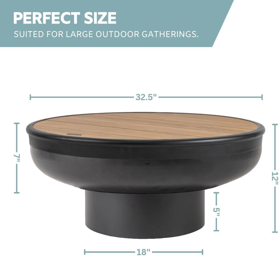 32 Inch Round Fire Pit Table with Fire Pit Grill, Extra Thick, Heavy Duty Fire Bowl, Deep Outdoor... | Amazon (US)