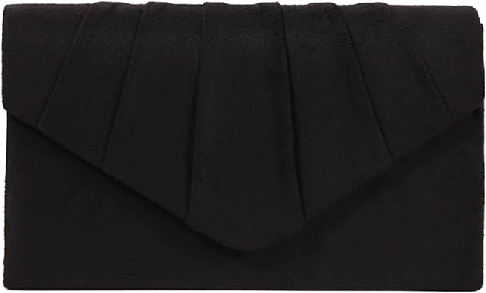 BBjinronjy Clutch Purse Evening Bag for Women Evening Wedding Party Velvet Suede Pleated Handbag | Amazon (US)