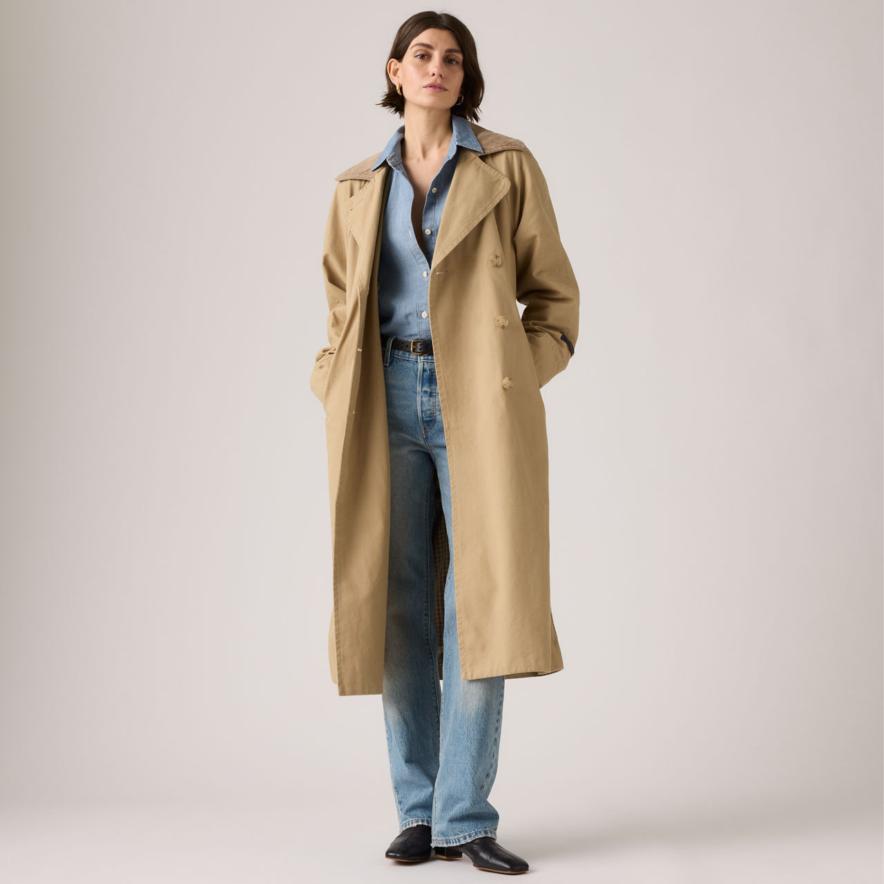 Levi's Bree Classic Long Trench Coat - Women's - XL - Beige / Travertine | Levi's UK