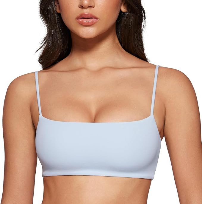 Women's Square Neck Sports Bra Spaghetti Strap Padded Cami Yoga Wireless Square Back Workout Bra ... | Amazon (US)