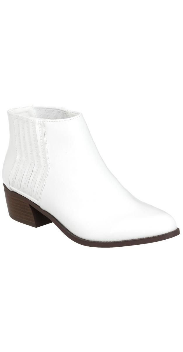 Women's Faux Leather Rager Ankle Booties - White-White-5579184624110   | Burkes Outlet | bealls