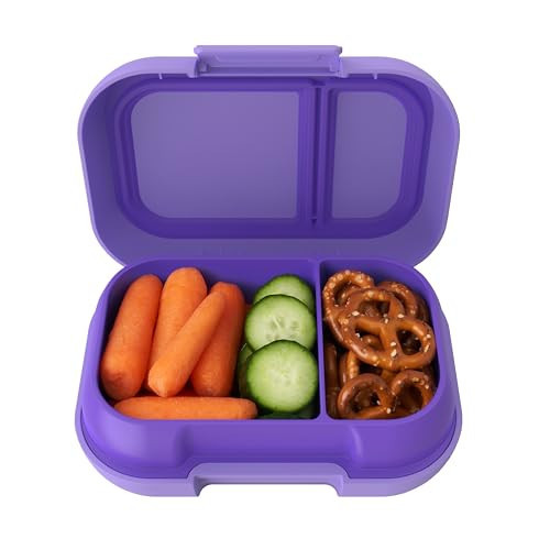Bentgo Kids Snack - 2 Compartment Leak-Proof Bento Box Container for Snacks and Small Meals, Easy-Open Latch, Dishwasher Safe, BPA-Free for School, Daycare, & Sports - Ideal for Ages 3+ (Purple) | Amazon (US)