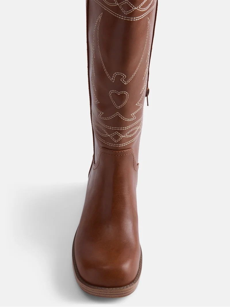 No Boundaries Women's Bird Embroidered Block Heel Boots | Walmart (US)