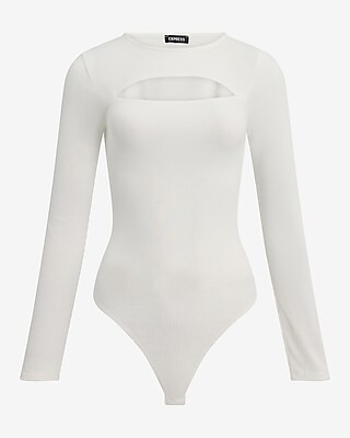 Fitted Ribbed Long Sleeve Cutout Bodysuit | Express