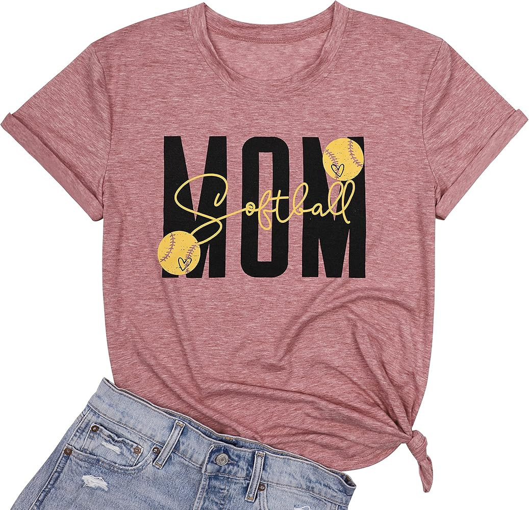 Womens Mom Tie Dye Softball T Shirt Letter Print Mama O-Neck Short Sleeve Casual Shirt Mothers Da... | Amazon (US)