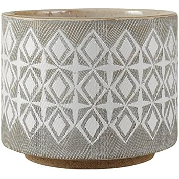 Rivet Geometric Ceramic Planter, 4.1"H, White and Grey | Amazon (US)