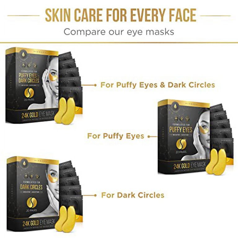 Dermora 24K Gold Eye Mask Puffy Eyes and Dark Circles Treatments Look Less Tired and Refresh Your... | Walmart (US)