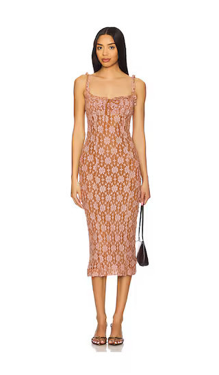 Free People Lucinda Lace Midi Dress in Brown. - size S | Revolve Clothing (Global)
