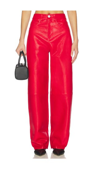 Baggy Leather Trouser in Rosso | Revolve Clothing (Global)