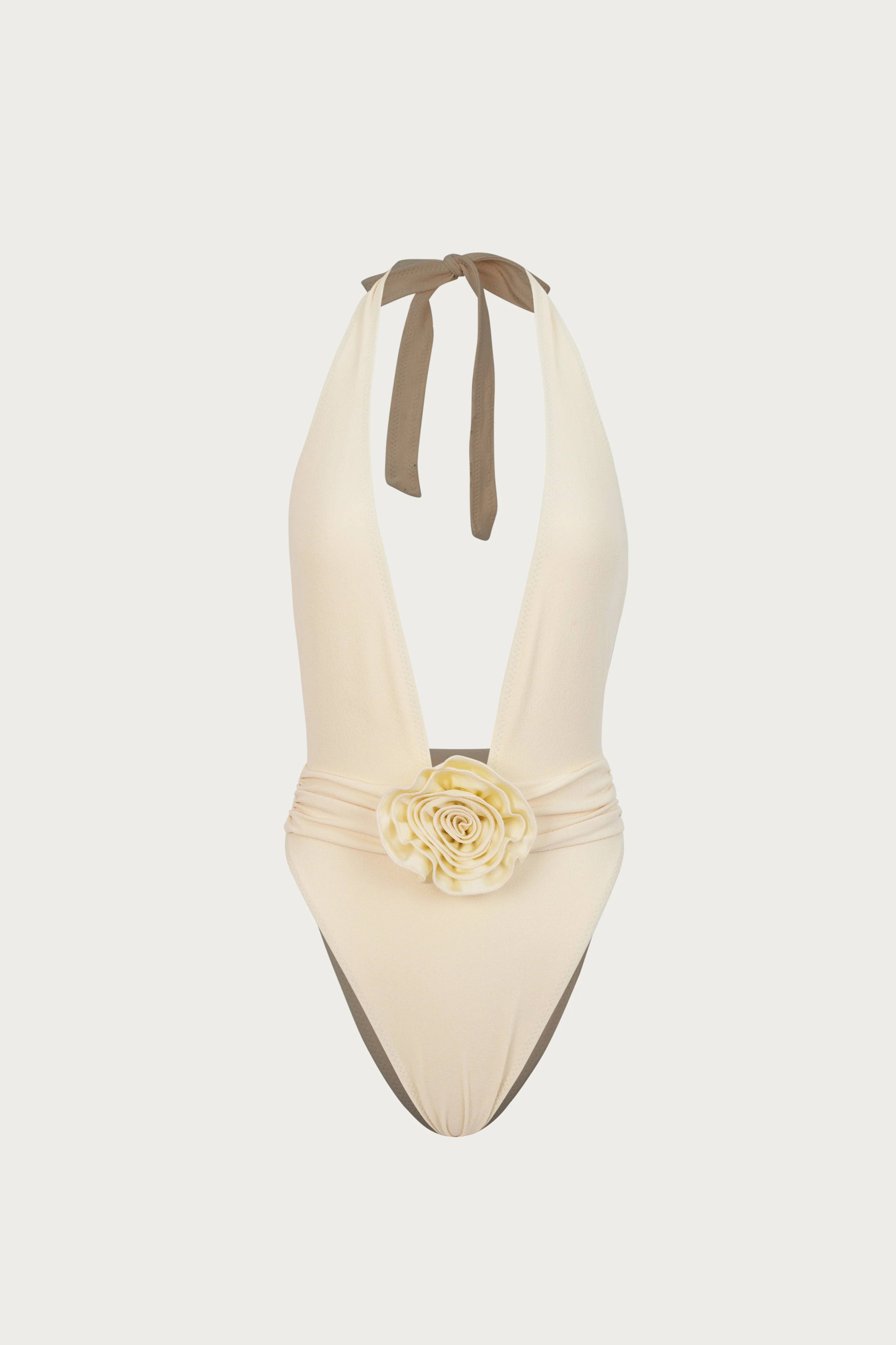 Rosette V One Piece (Faux Suede Cream/Cream) | SAME