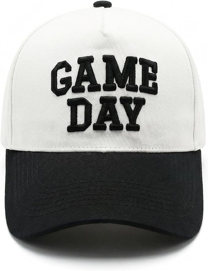 Game Day Hat Adjustable Two-Tone Baseball Cap with 3D Puff Embroidery | Amazon (US)