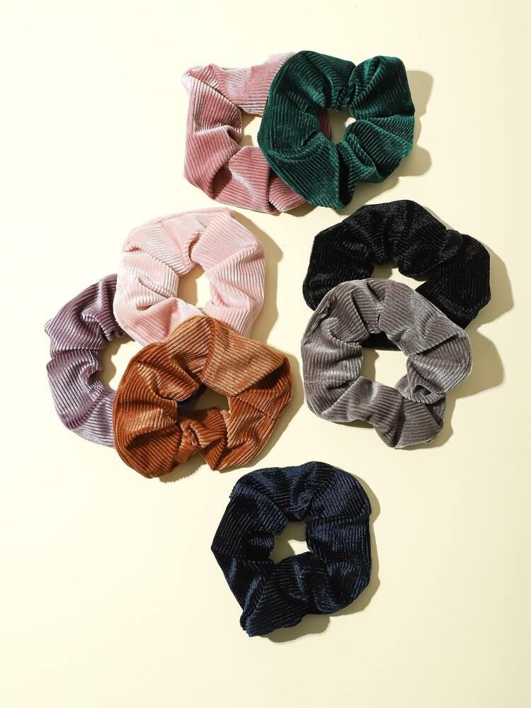 8st Multicolor Corduroy Scrunchie | SHEIN