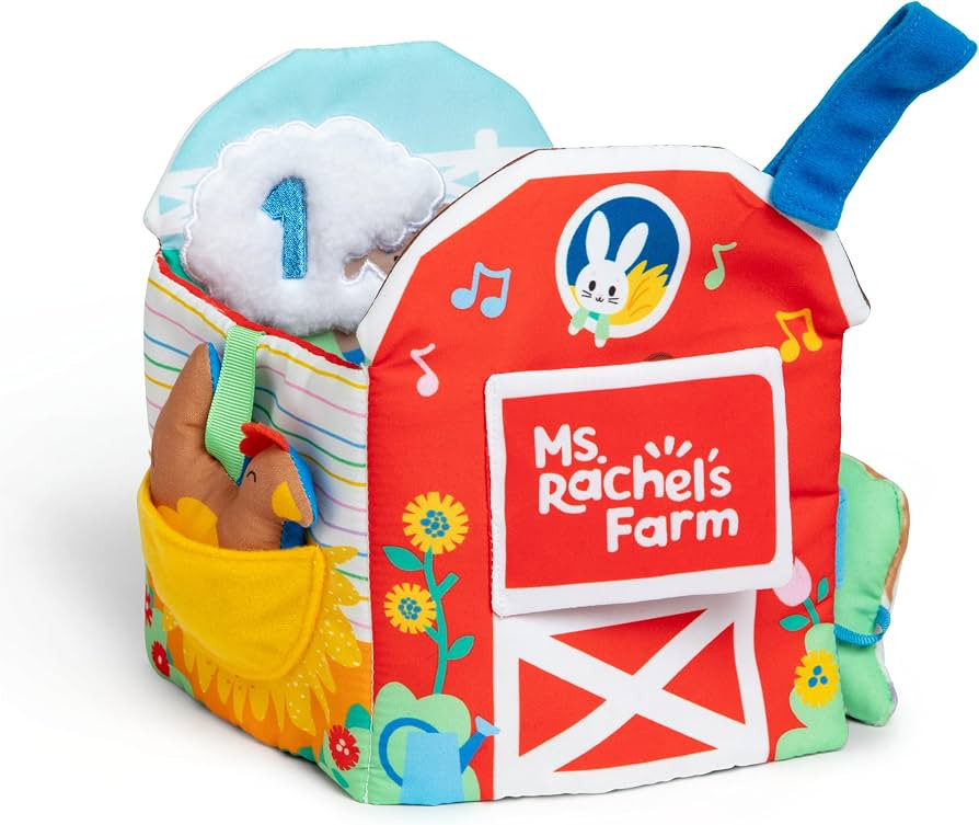 Sensory Learning Farm, Foldable Soft Baby Book with Plush Cow, Baby Mirror, Infant Educational To... | Amazon (US)