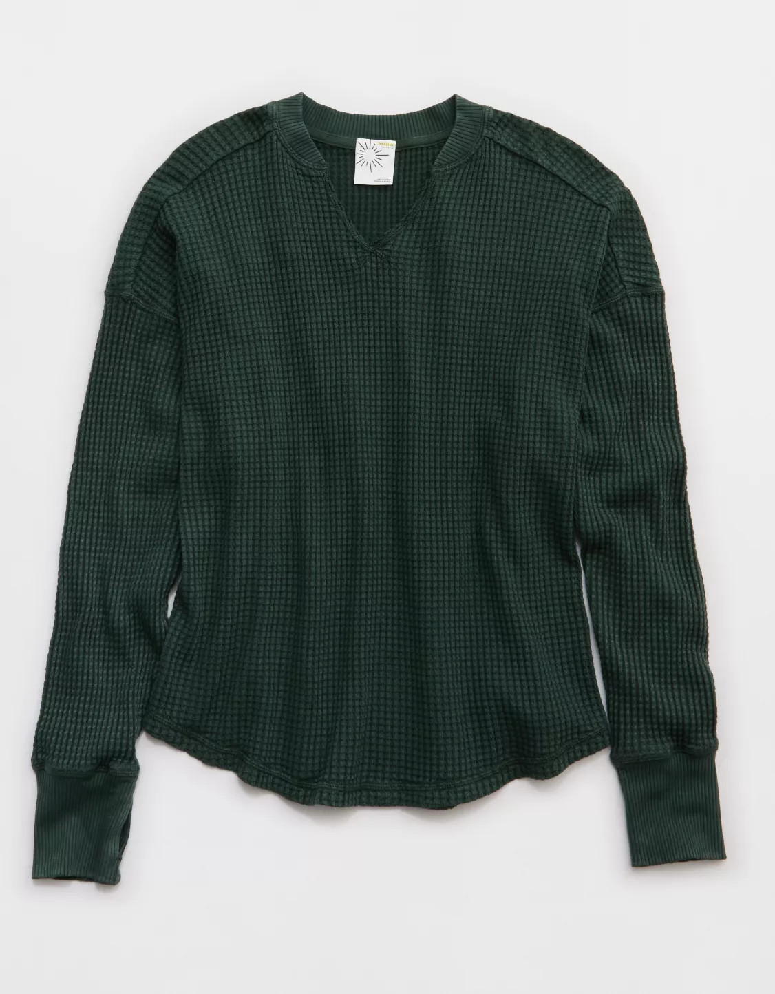 OFFLINE By Aerie Wow! Waffle Notch Neck Long Sleeve T-Shirt | Aerie
