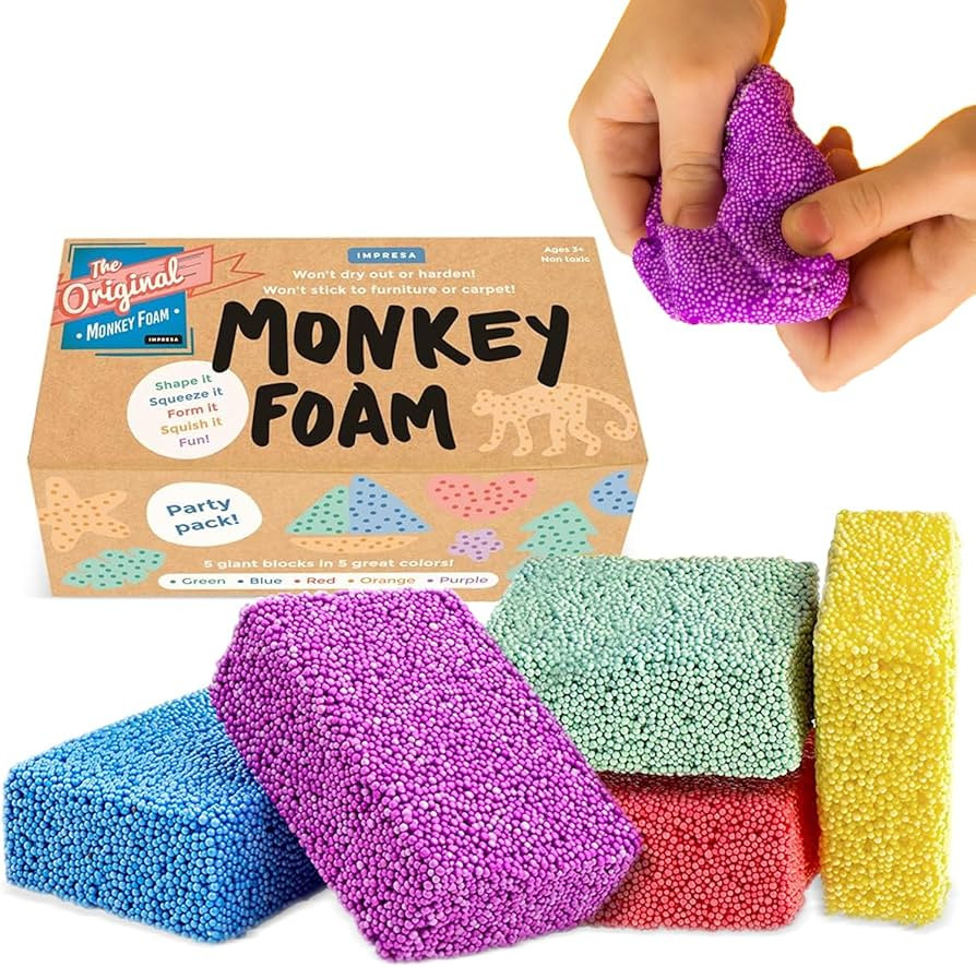 IMPRESA Monkey Foam from The Original Monkey Noodle - 5 Giant Blocks - Squishy Sensory Toys for K... | Amazon (US)