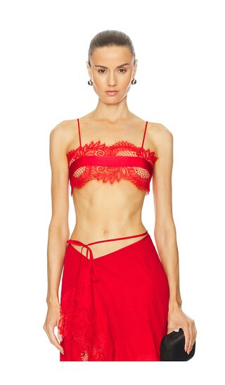 Satin Tape Trim Bra in Red | Revolve Clothing (Global)