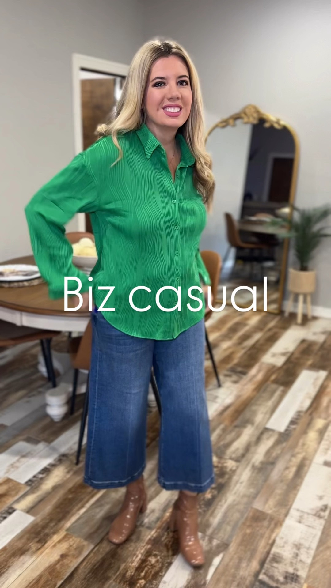 Business casual, trouser jeans, button down top, boots, everyday fashion 

#LTKWorkwear #LTKStyleTip #LTKVideo