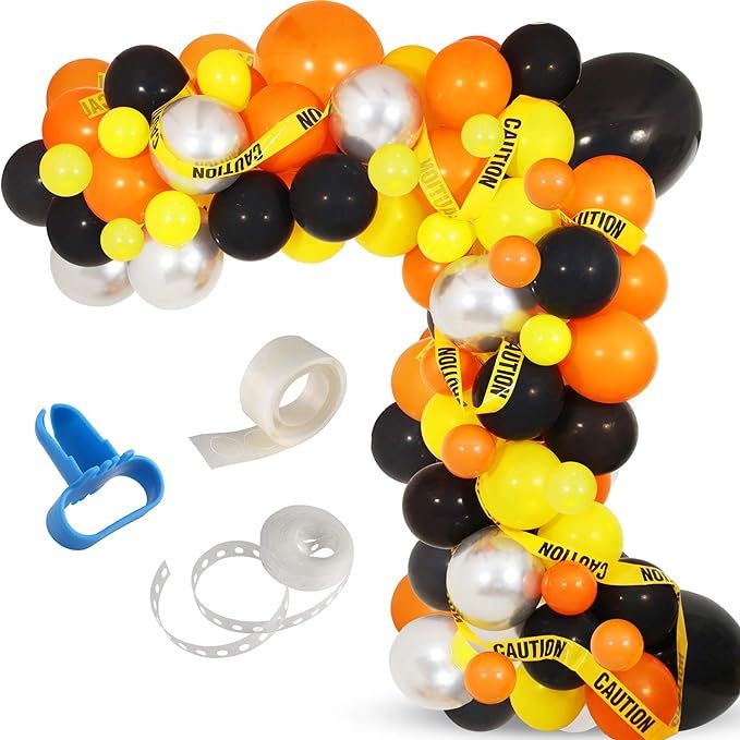 Construction Party Balloon Garland Kit, 120 Pack Orange Black Yellow Balloons Garland Kit for Con... | Amazon (US)