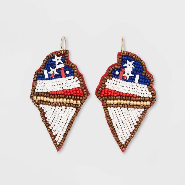 Americana Ice Cream Cone Drop Earrings - Red/White/Blue | Target