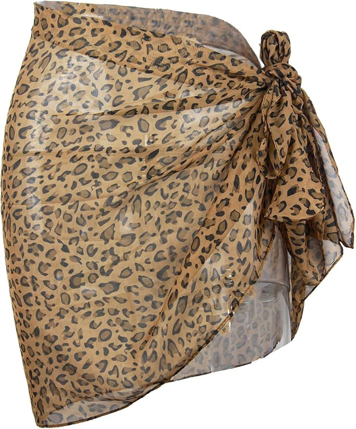 Women's Short Sarong Wrap Skirt Chiffon Swimsuit Cover up Beach Pareo Wraps | Amazon (US)
