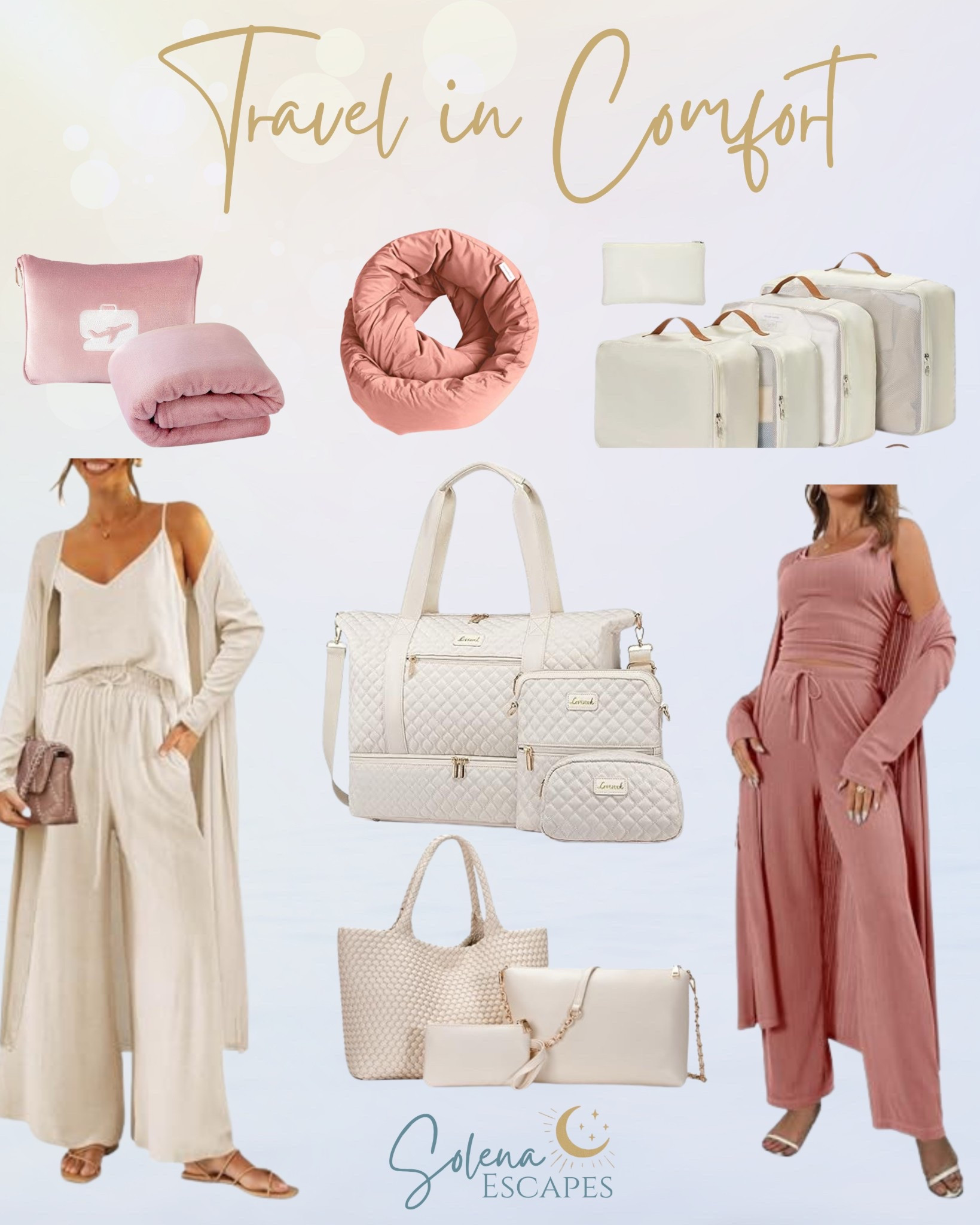 Long flight? Here are some cozy travel essentials to help your time in the air feel like the beginning of your vacation. Cozy travel sets, packing cubes, the best travel pillow out there, and a cozy blanket will help you arrive rested and refreshed!

#LTKFindsUnder50 #LTKTravel