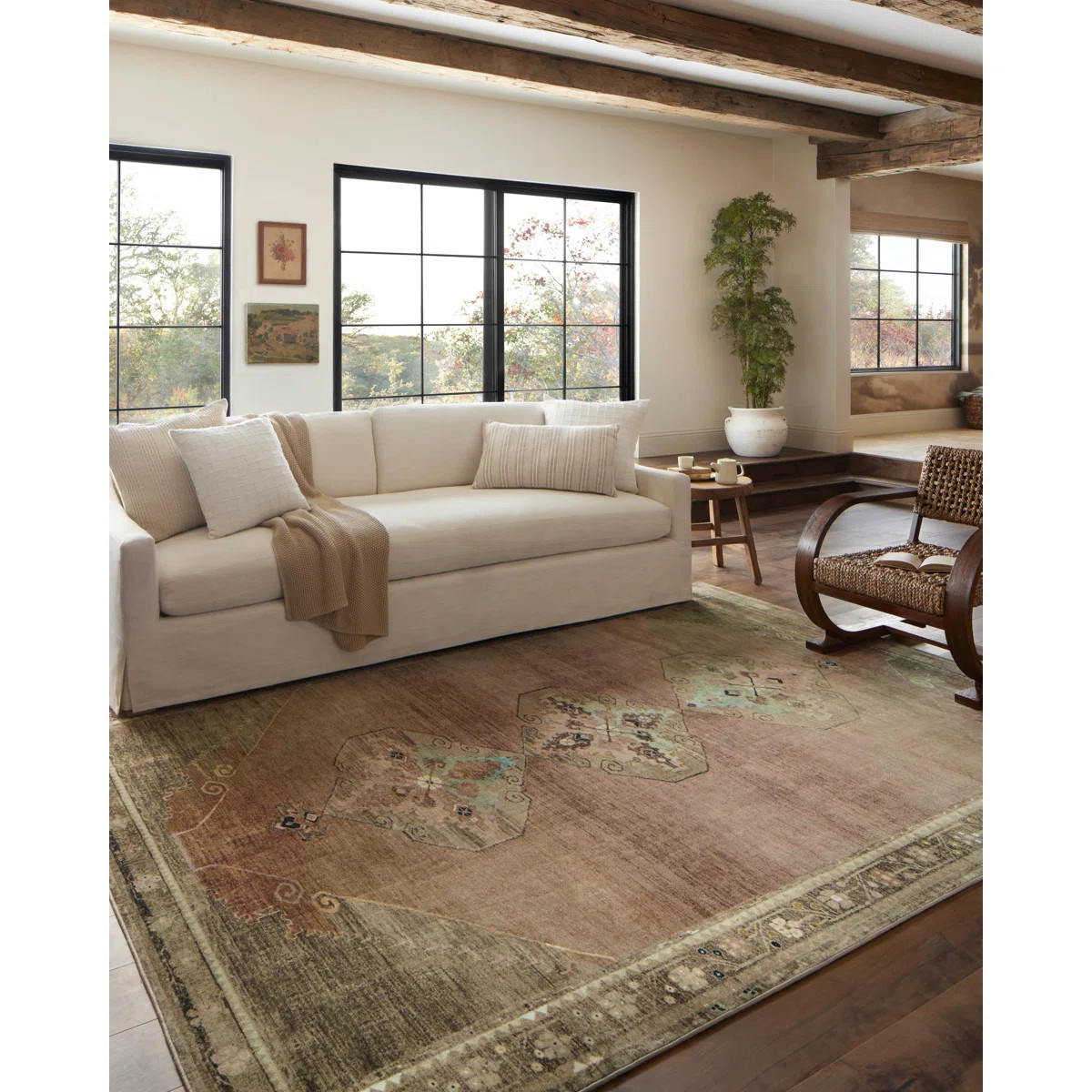 Magnolia Home By Joanna Gaines X Loloi Sinclair Machine Washable Clay / Tobacco Area Rug | Wayfair North America