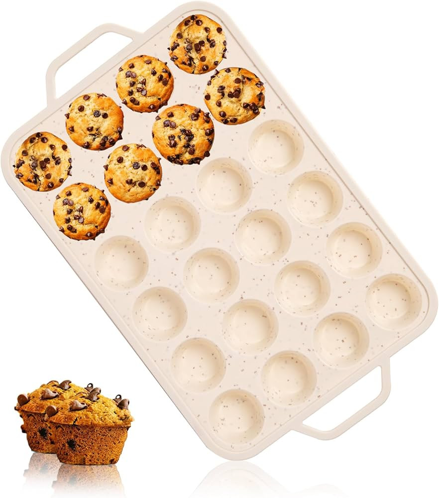 Silicone Mini Muffin Pan, 24 Cups Muffin Baking Mold With Reinforced Stainless Steel Frame Inside... | Amazon (US)