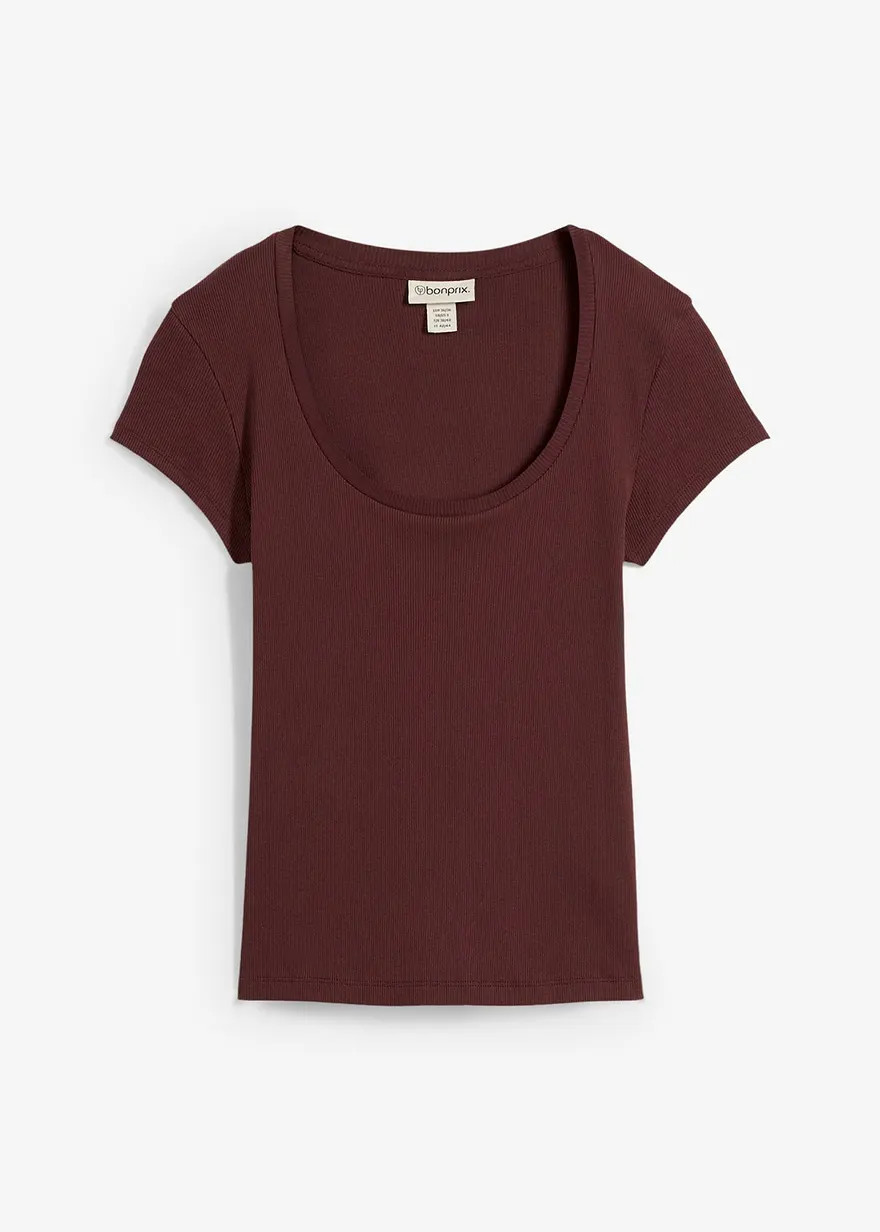 Shirt aus Baumwolle mit weitem Rundhals - braun - Damen | bonprix | Bonprix DE