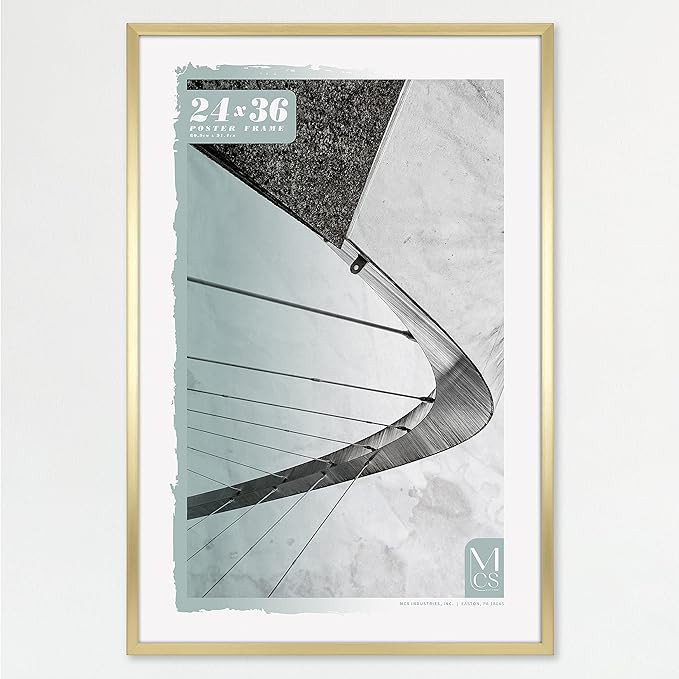 MCS Foundation 24x36 Poster Frame Traditional Brass, Vertical & Horizontal Wall Hanging Large Pic... | Amazon (US)
