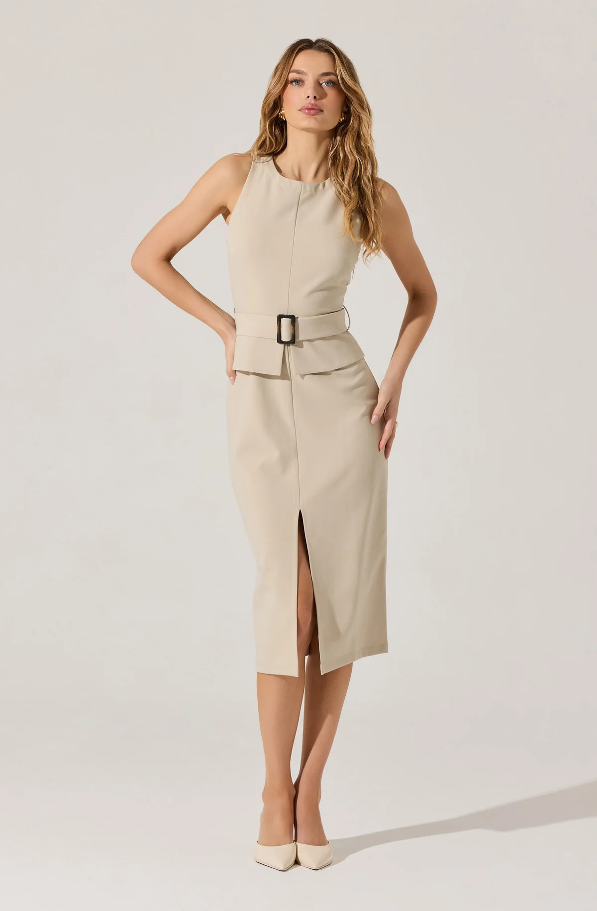 Tailored Belted Midi Dress | ASTR The Label (US)