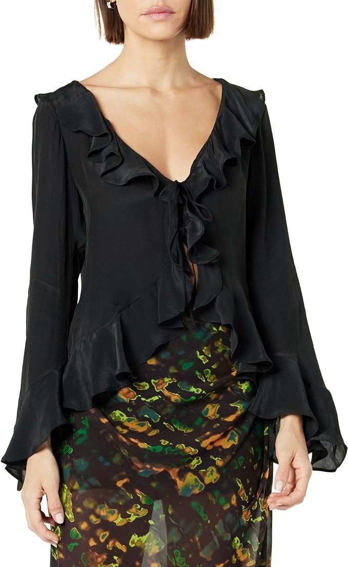 The Drop Women's Ruffle Tie-Front Top | Amazon (US)