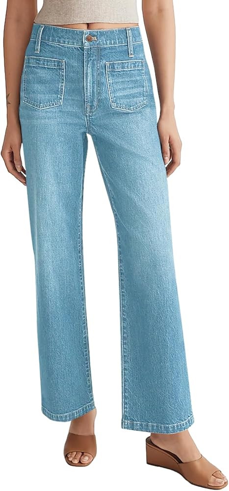 Cicy Bell Women's High Waisted Baggy Jeans Wide Leg Stretch Vintage Denim Pants with Front Pocket... | Amazon (US)