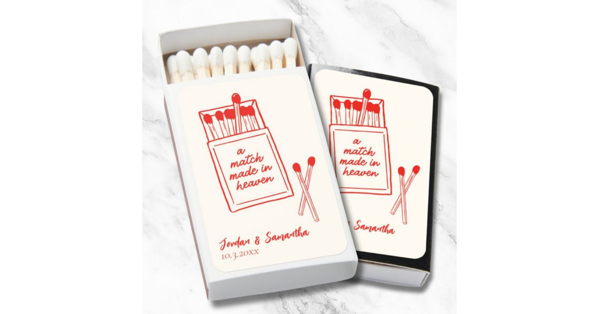 A Match Made in Heaven Red Cute Wedding Matchbooks | Zazzle | Zazzle