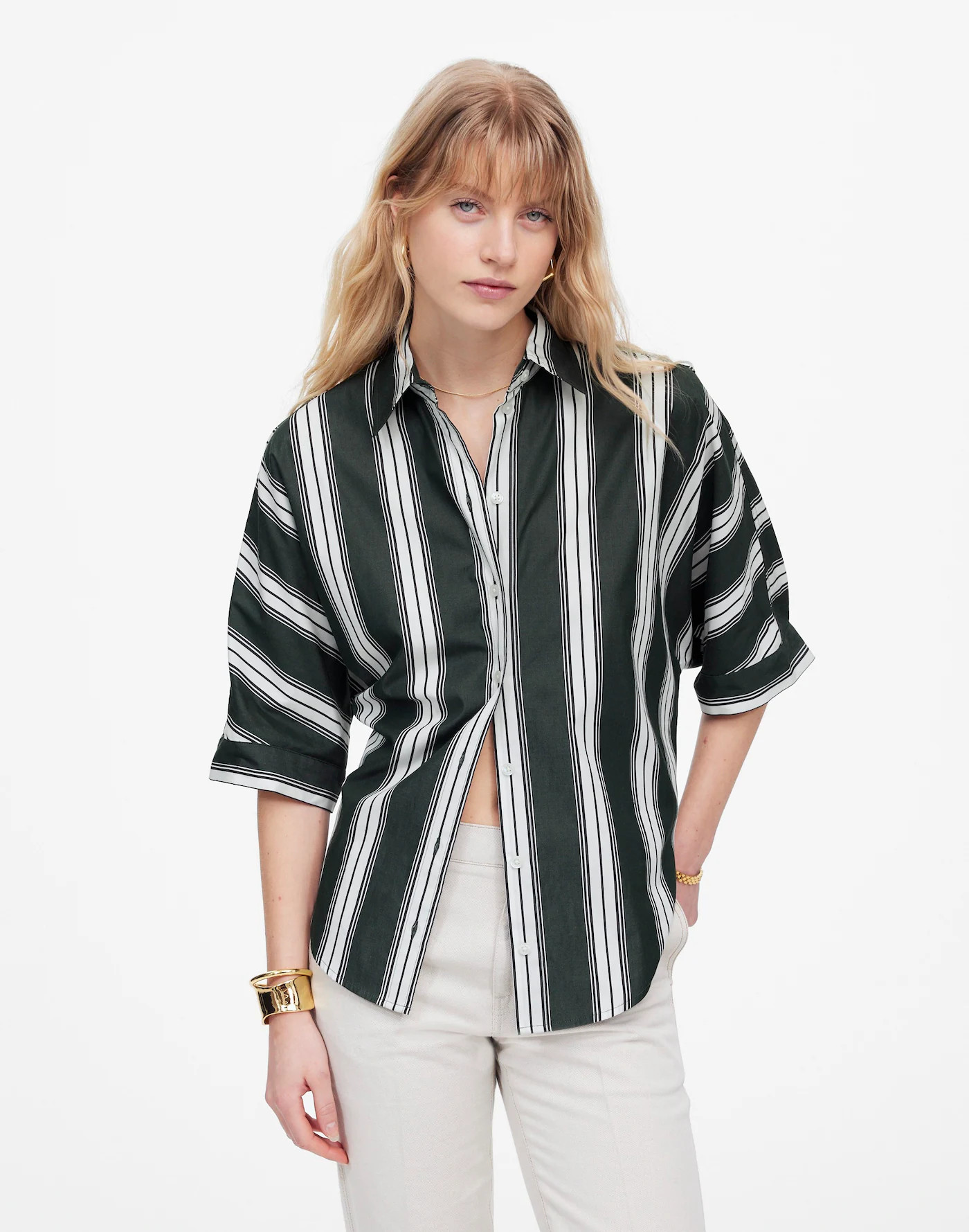 Oversized Pleated-Sleeve Button-Up Shirt | Madewell | Madewell