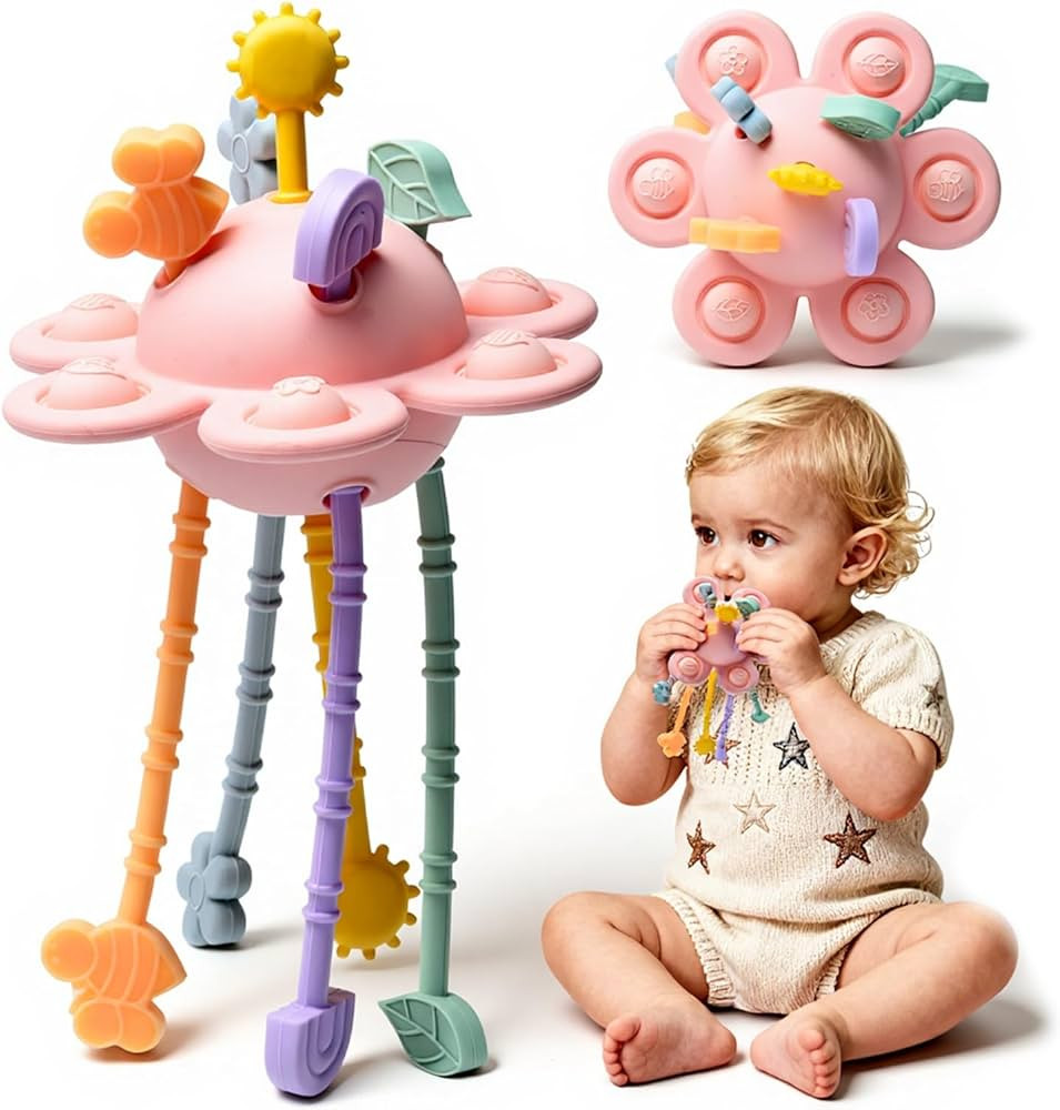 Silicone Baby Sensory Montessori Toys & Pull String Teething Toys for 6-12-18 Months, Toddler Bir... | Amazon (US)