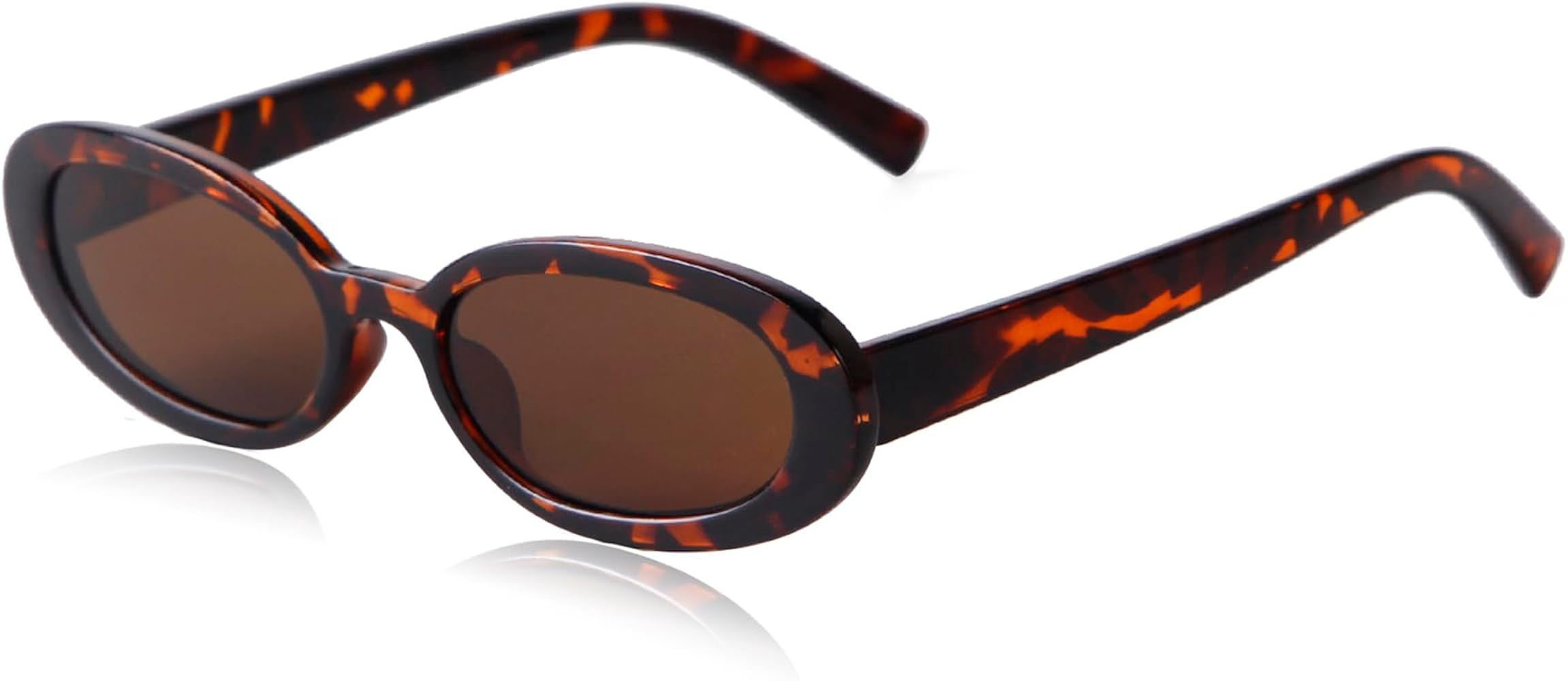 SDINM Retro 90s Oval Sunglasses for Women Vintage Small Narrow Tinted Black Tortoise Shell Glasse... | Amazon (US)