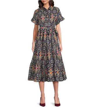 J.Marie Torian Short Sleeve Midi Dress - XL | Dillard's