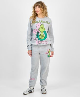 Hybrid Apparel Juniors Grinch Graphic Sweatshirt Jogger Pants | Macy's