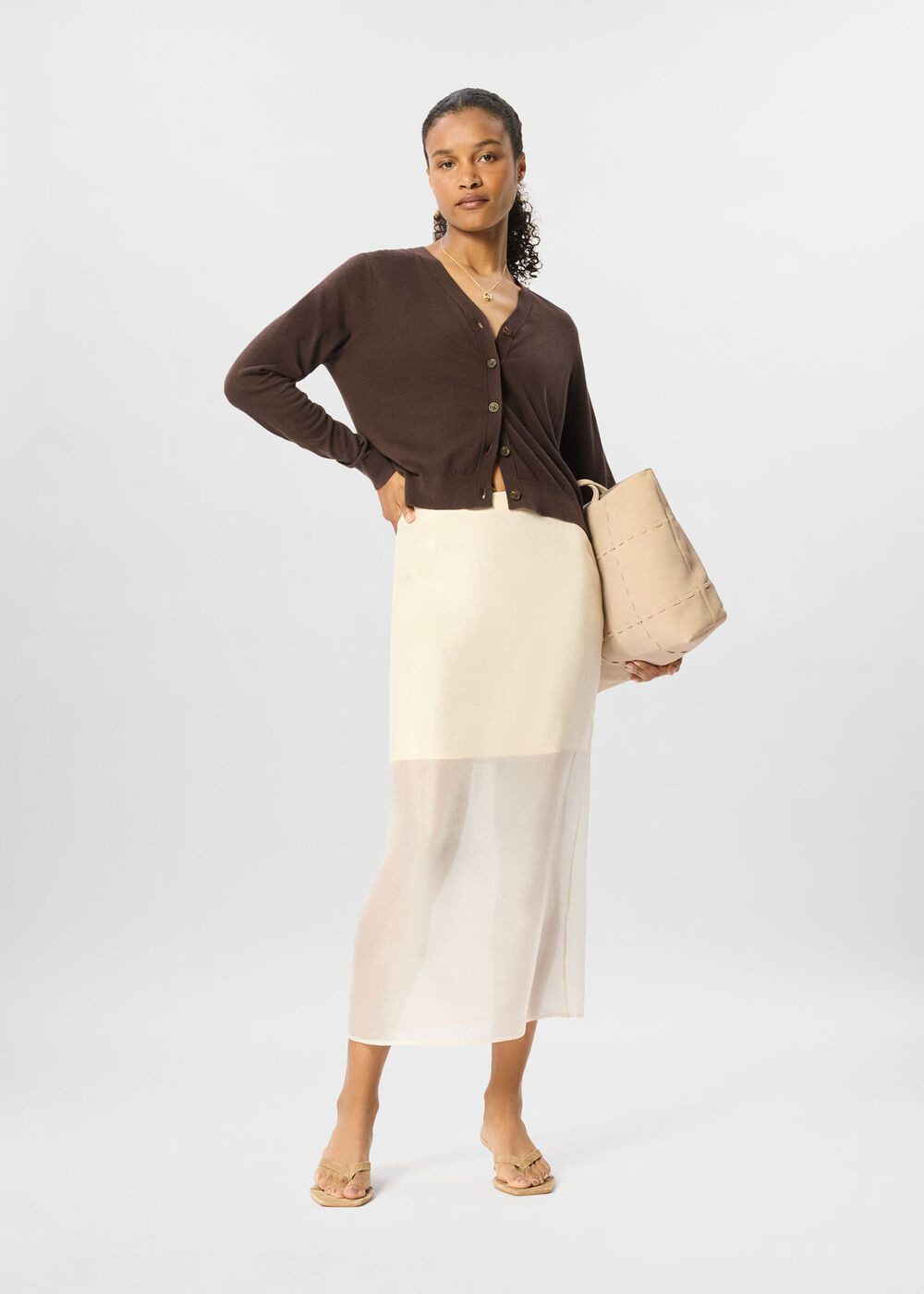 Ivory Organza Column Midi Skirt | Whistles