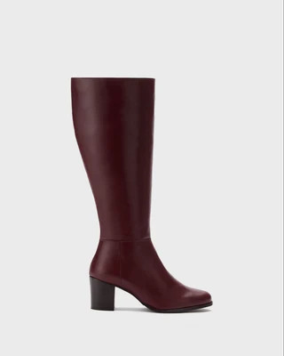 Dalia Petite Shaft Knee-High Boots in Burgundy Leather | DuoBoots