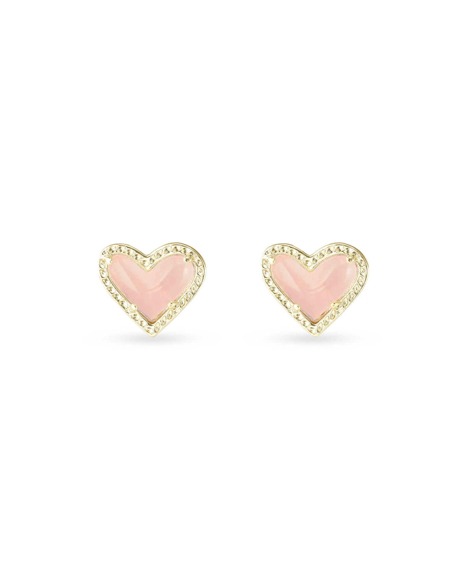 Ari Heart Gold Stud Earrings in Rose Quartz | Kendra Scott | Kendra Scott