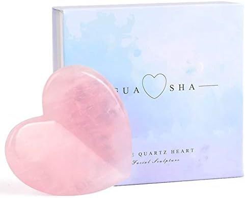 Healing Crystal Rose Quartz Heart Love Massage Tool Natural Gemstone Gua Sha Board Facial Scrapin... | Amazon (US)