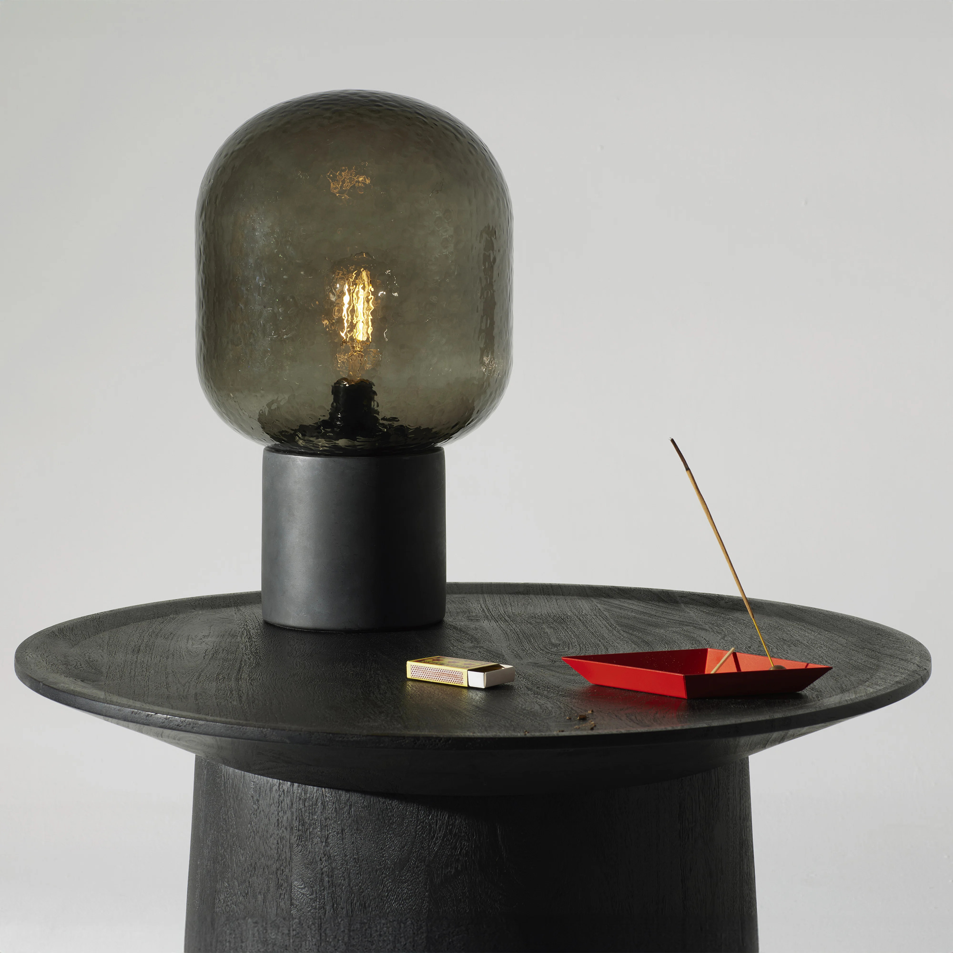 Bruce LED Table Lamp with Cement Base and Textured Glass Dome | Wayfair North America