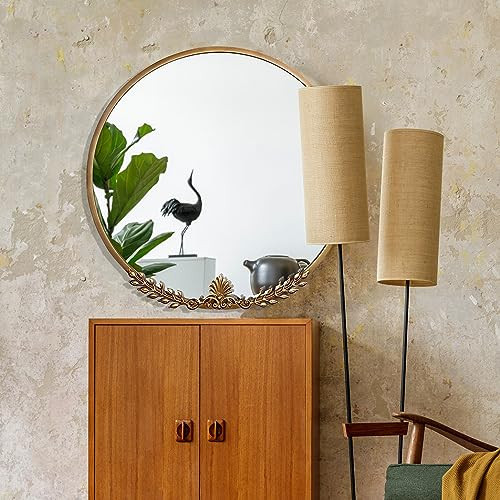LOVNAHO Vintage Round Wall Mirror, Metal Leaf 20inch Antique Gold Wall-Mounted Mirror for Bathroom, Antique Circle Decorative Mirrors for Living Room, Bedroom,EntryWay (20.5x20 Inch) | Amazon (US)