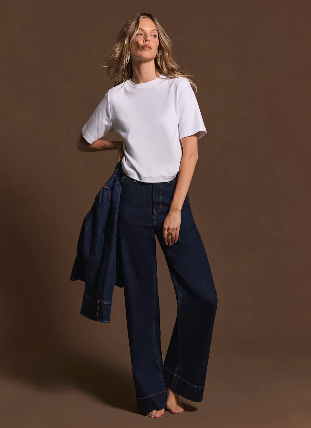 Dark Indigo Tailored Wide Jeans | Mint Velvet