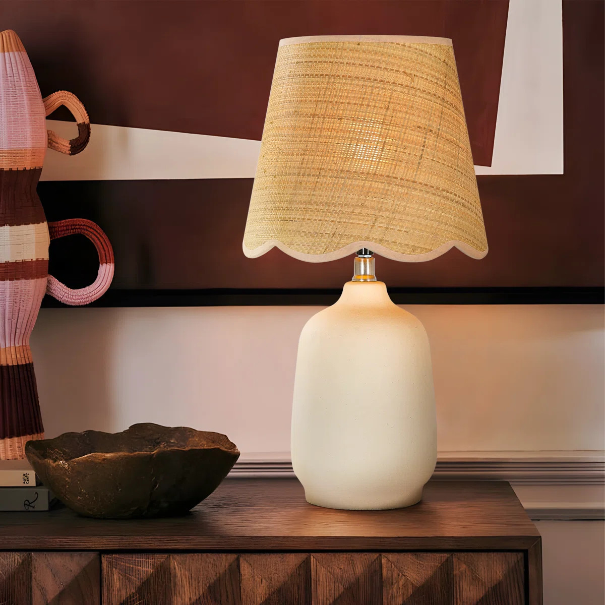 Ceramic Table Lamp with Scallop Shade | Wayfair North America