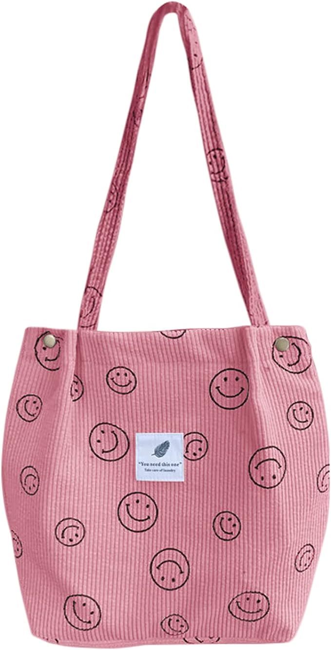 JARKJARD Corduroy Tote Bag Aesthetic Cute Tote Bags Large School Shoulder Bags for Girls Trendy S... | Amazon (US)