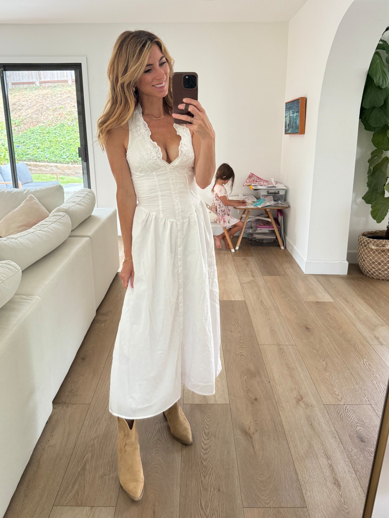 White lace maxi cotton sundress. Halter neckline, corset waist, drop waist, and cowgirl boots. Sweet summer night outfit. Would be so beautiful for wine tasting, country concert, bridal events. I love this dress! 

Target women’s, white lace dress, corset dress, maxi summer dress, summer dress, white maxi summer dress, bride, white dress

#LTKWedding #LTKSeasonal #LTKSummerEdit