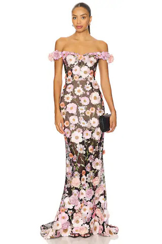 Bronx and Banco Jasmine Gown in Black Multi from Revolve.com | Revolve Clothing (Global)